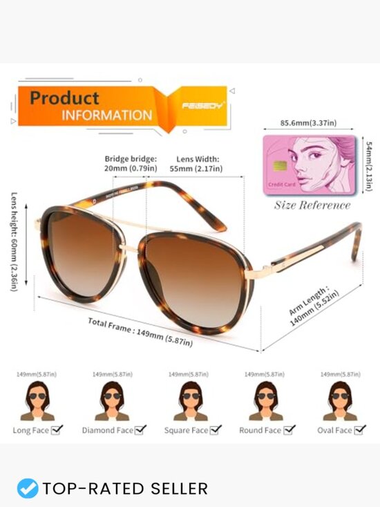 Retro Polarized Aviator Sunglasses Classic Square Frame Vintage Style main image 4
